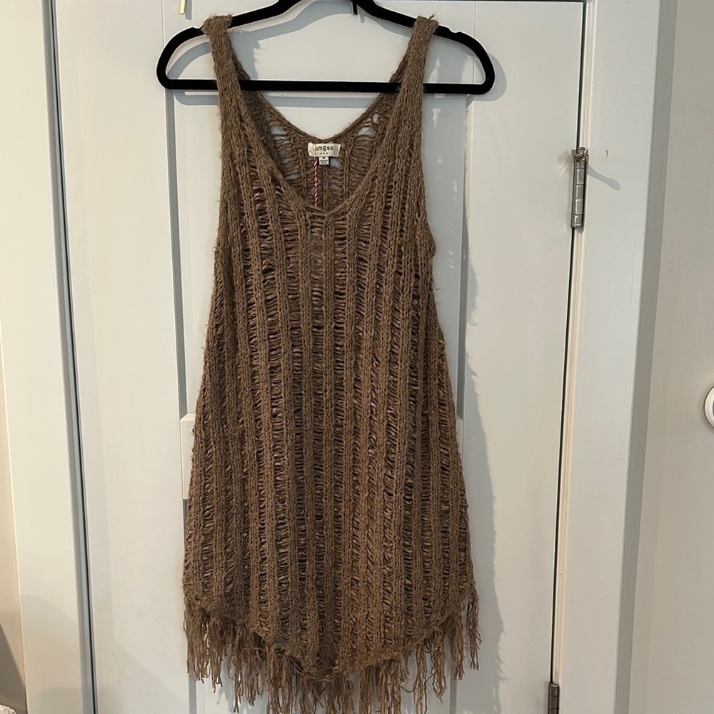 Umgee Brown Fringe Tunic Top